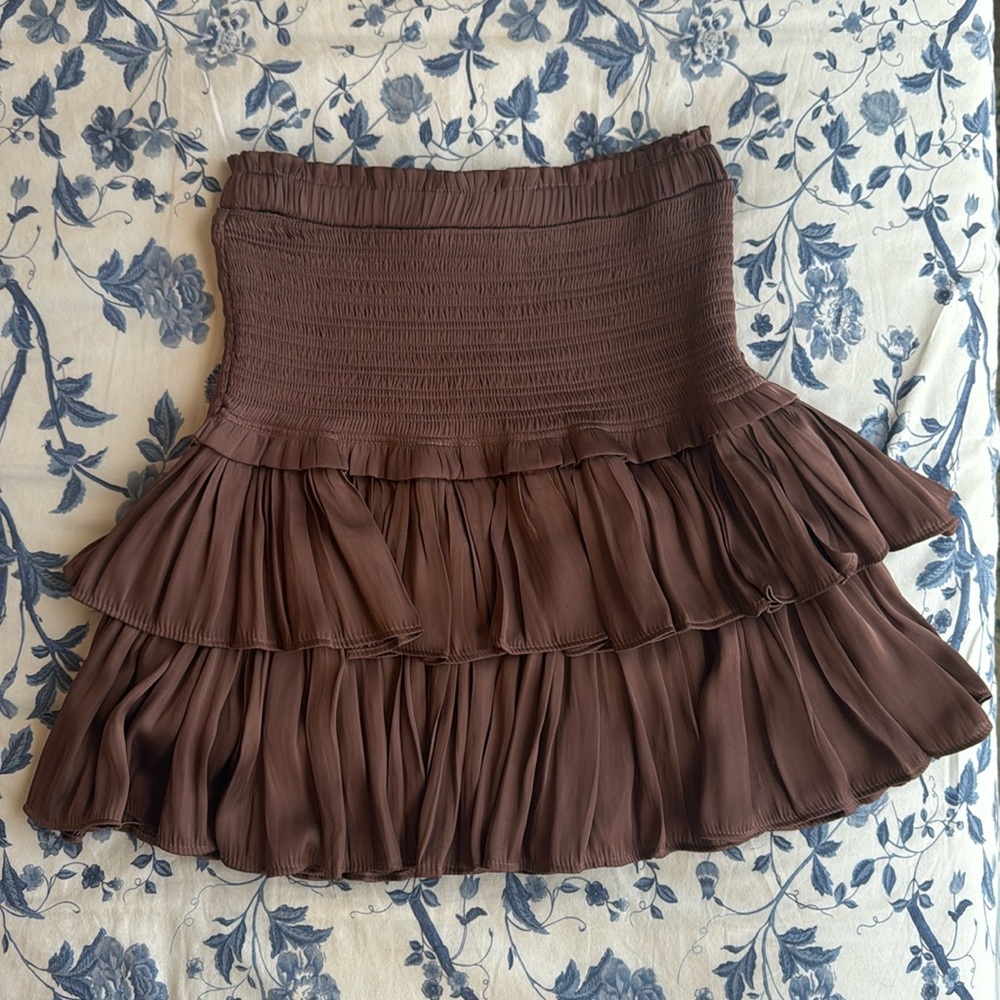 RESET brand ruffled flowery skirt with stretchy waistband